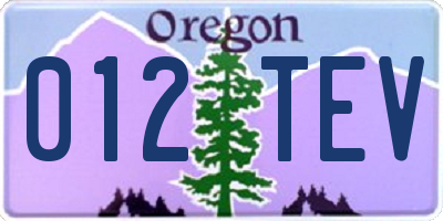 OR license plate 012TEV