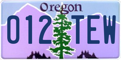 OR license plate 012TEW