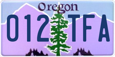OR license plate 012TFA
