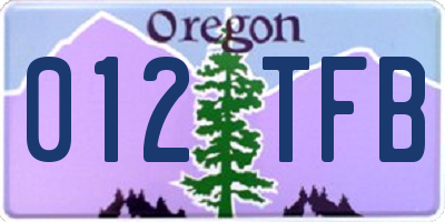 OR license plate 012TFB
