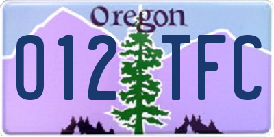 OR license plate 012TFC