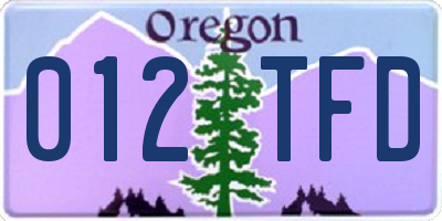 OR license plate 012TFD