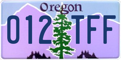 OR license plate 012TFF