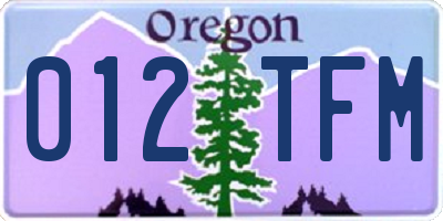 OR license plate 012TFM