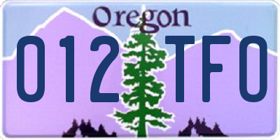 OR license plate 012TFO