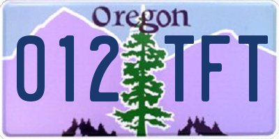 OR license plate 012TFT