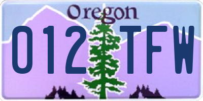 OR license plate 012TFW
