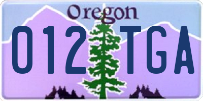 OR license plate 012TGA