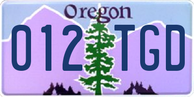 OR license plate 012TGD