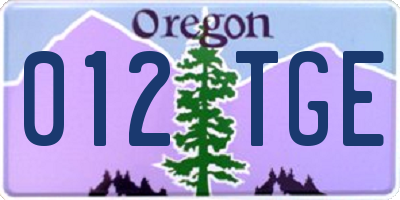 OR license plate 012TGE