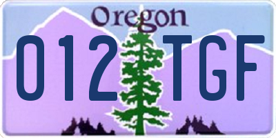OR license plate 012TGF