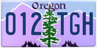 OR license plate 012TGH