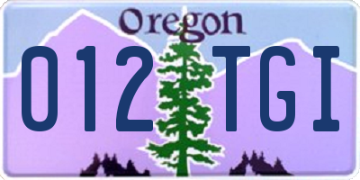 OR license plate 012TGI