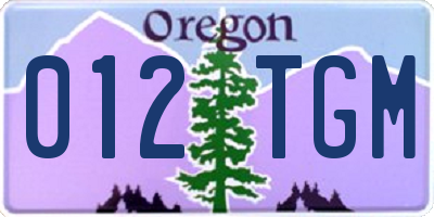 OR license plate 012TGM