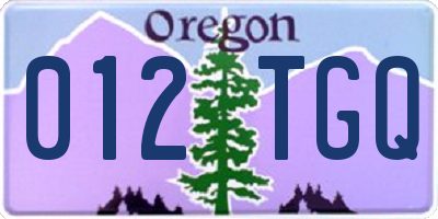 OR license plate 012TGQ