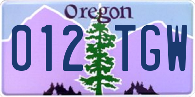 OR license plate 012TGW