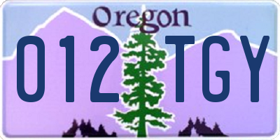 OR license plate 012TGY