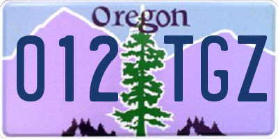 OR license plate 012TGZ