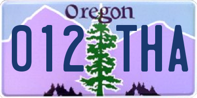 OR license plate 012THA