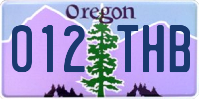 OR license plate 012THB