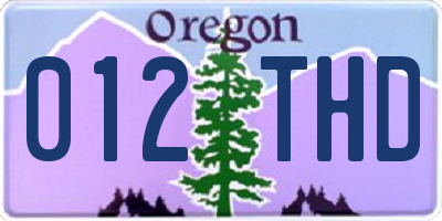 OR license plate 012THD