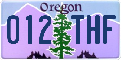 OR license plate 012THF