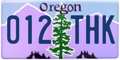 OR license plate 012THK