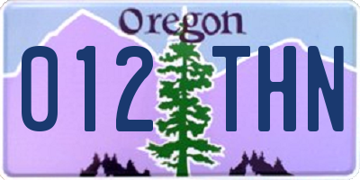 OR license plate 012THN