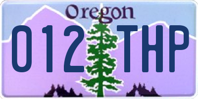 OR license plate 012THP