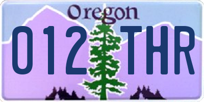 OR license plate 012THR