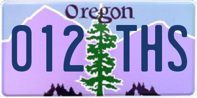 OR license plate 012THS
