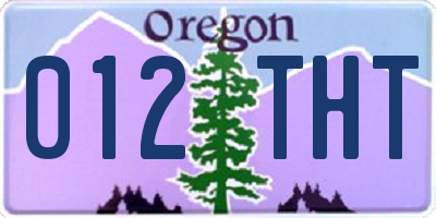 OR license plate 012THT