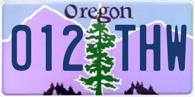 OR license plate 012THW