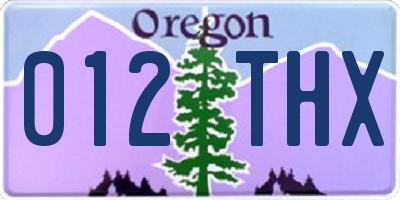 OR license plate 012THX