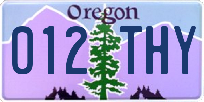OR license plate 012THY