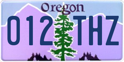 OR license plate 012THZ
