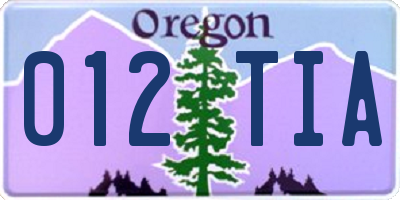 OR license plate 012TIA