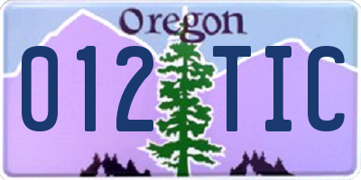 OR license plate 012TIC