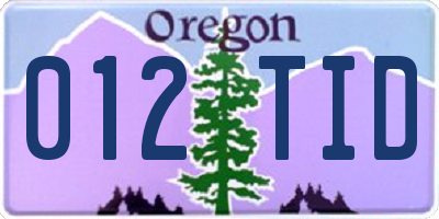 OR license plate 012TID