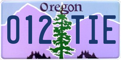 OR license plate 012TIE