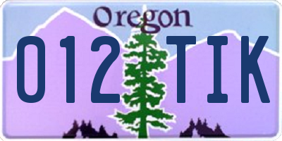 OR license plate 012TIK