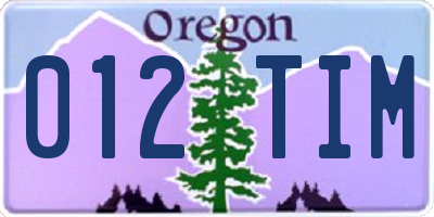 OR license plate 012TIM