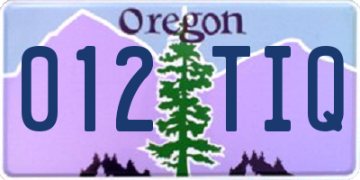 OR license plate 012TIQ