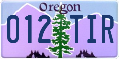 OR license plate 012TIR
