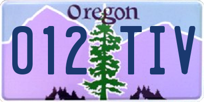 OR license plate 012TIV