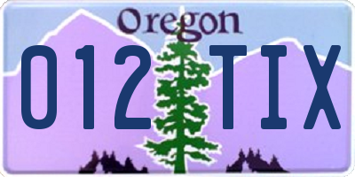 OR license plate 012TIX