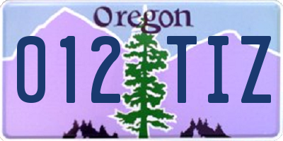OR license plate 012TIZ