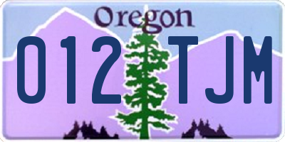 OR license plate 012TJM