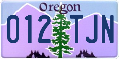 OR license plate 012TJN
