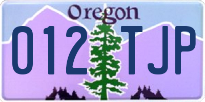 OR license plate 012TJP